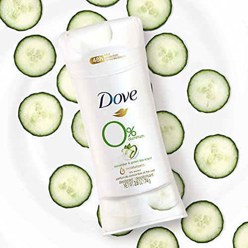 Image of Dove 0% Aluminum Deodorant Stick Non irritating for Underarm Care Cucumber and Green Tea, 2.6 Oz (Pack of 2)