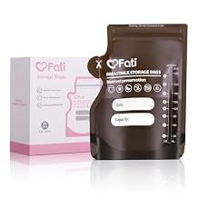 FATI Breastmilk Storage Bags-60 Pcs, 8Oz Blackout Breast Milk Storing Bag with Pour Spout for Baby Bottle Feeding/Breast Pump, No-Leak Milk Freezer Storage Pouches Self-Standing, Baby Essentials