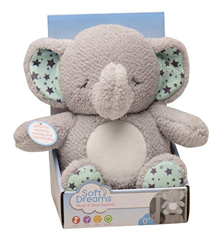Soft Dreams Elephant Music And Glow Soother, Grey/Mint #TOP2