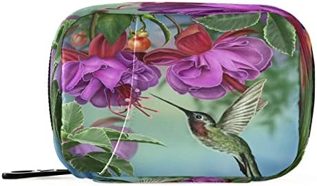 Naanle Hummingbirds Floral Pill Box 7 Day Pill Case Travel Pill Organizer Bag with Zipper Portable Weekly Case Compact Size for Vitamin Supplement Holder