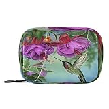 Naanle Hummingbirds Floral Pill Box 7 Day Pill Case Travel Pill Organizer Bag with Zipper Portable W