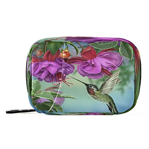 Naanle Hummingbirds Floral Pill Box 7 Day Pill Case Travel Pill Organizer Bag With Zipper Portable Weekly Case Compact Size For Vitamin Supplement Holder #TOP2