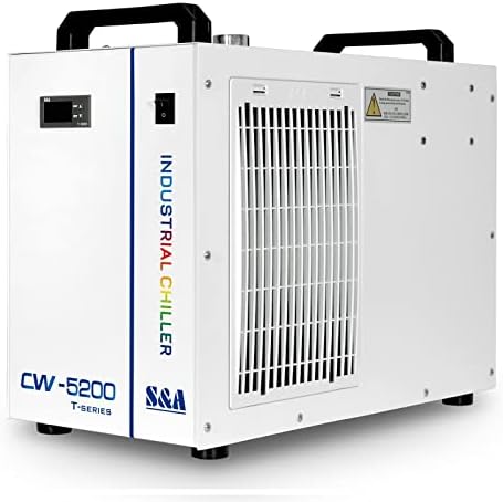 S&A 7L Industrial Water Chiller CW-5200DH 0.9HP 3.43gpm Water Cooling System for 60W 70W 80W 90W 100W 120W 130W 150W CO2 Laser Engraving & Cutting Machines, Cools 5699 BTU/Hour