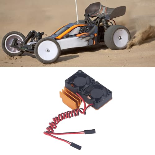 lvifloae DC 5V RC Heat Sink High Velocity Fan Motor Radiator Fan Set Cooling Fan Heatsink for Slash 4×4 VXL 1/10 RC Car (Gold)