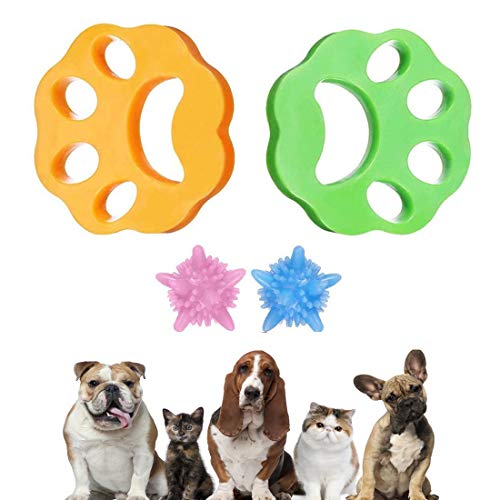 Preisvergleich Produktbild Haustier Haarentferner, 4 Stück Wiederverwendbarer Tierhaarentferner Flusensiebe für Waschmaschine Wäscherei Bälle Pet Hair Catcher Haarfänger Haarentfernung für Hundehaar, Katzenfell alle Haustiere