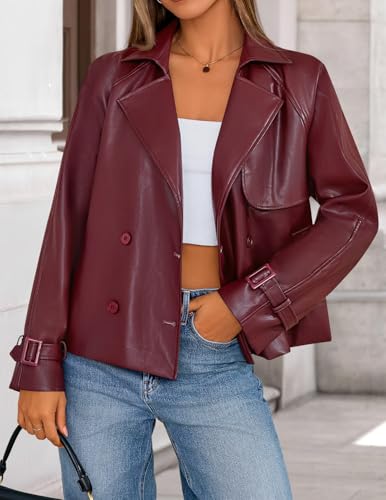 ZESICA Women's Button Faux Leather Jackets Oversized Fall Fashion Motorcycle Coats Outwear 2025 Winter Trendy Clothes2