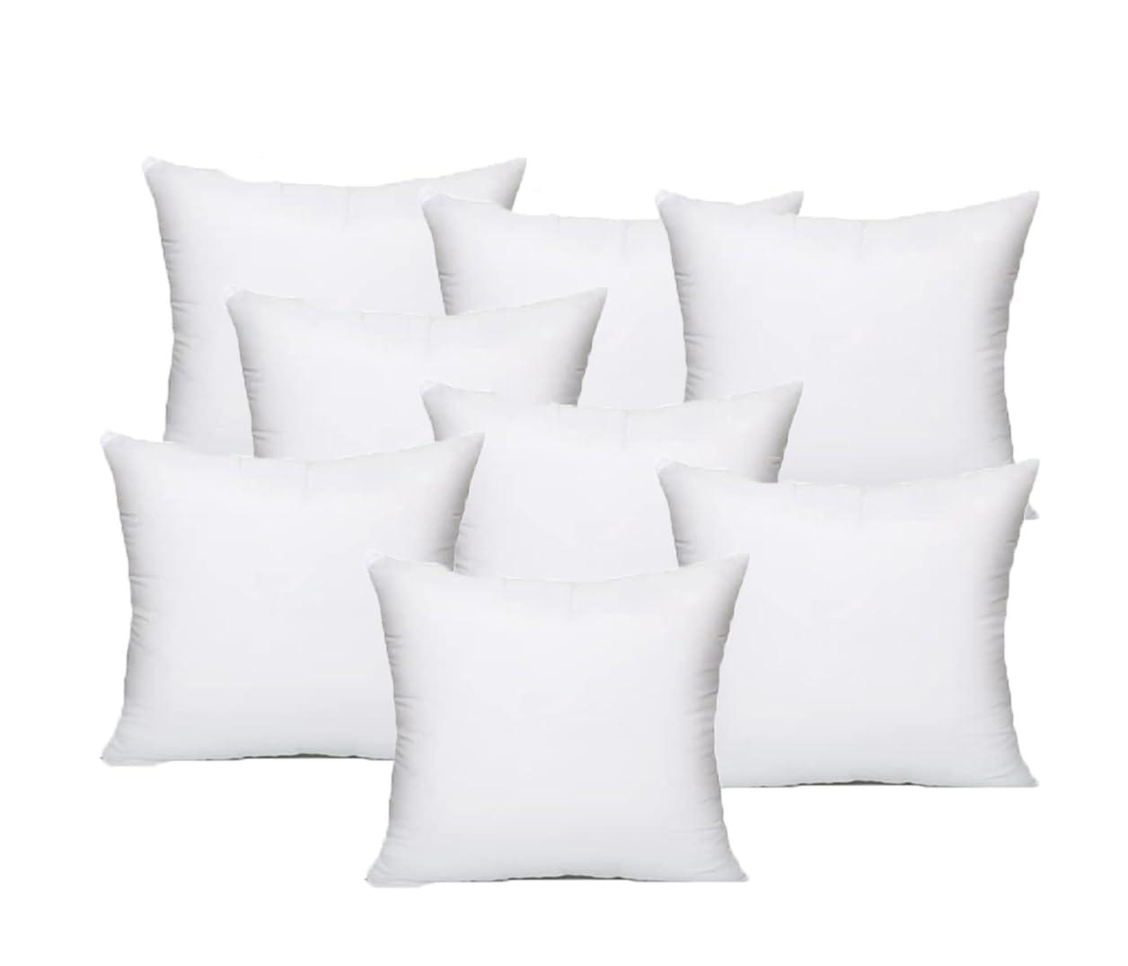 Cushion Inserts 40cm x 40cm (16x16 Inch) - Pack of 8 Hypoallergenic Pillow Inserts, 100% Pure White Hollowfibre Fill, Soft and Supportive Square Throw Pillow Inserts for Sofa, Bed, Couch, Home Décor