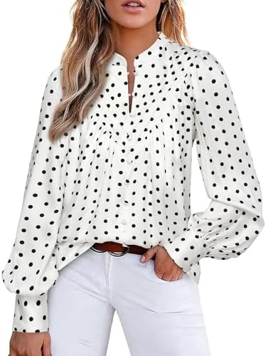BTFBM Womens Tops Dressy Casual Fall 2025 Boho Floral V Neck Long Sleeve Half Button Down Shirt Work Business Blouses