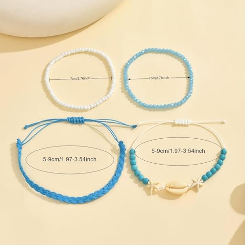 Image of Shell Anklets for Women Shell Beach Jewelry Accessories White Pink Black Flower Ankle Bracelet Summer Vacation Dress Outfits