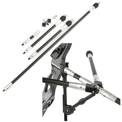 FQH 3K Carbon Balance Bar Stabilizer Set - Archery Damper for Recurve Bow & Compound Bow Hunting (Silver 28in 45°)