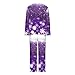 Womens Christmas Pajama Sets Long Sleeve Printed Crew Neck Shirts Pants Sleepwear Suit Fashion Comfy Festival Pajama Purple