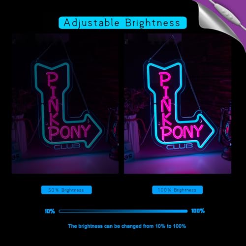 Image of Pink Pony Neon Sign Cowgirl Neon Light for wall decor Party Pub Man Cave USB Powered (15.6x12.3 Inch)
