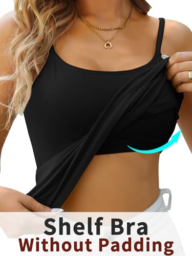 image for V FOR CITY Shelf Bra Camisoles Top for Women Adjustable Spaghetti Stra