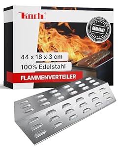Koch #15 Rostfreier Flammenverteiler 440 x 180mm für Gasgrill - Tischgrill Flammenblech zB für Hornbach Gasgrill 2 Brenner, Mahto, Abington - massiver Edelstahl Stärke 1, 25mm 900g