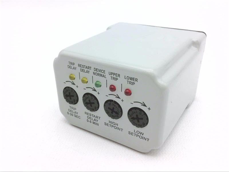 Time Mark 16-1-H-P Voltage & Frequency Monitor - AC/DC Single Phase, Adjustable Trip & Restart, Universal Range 12-30 or 30-277 VAC/VDC, 5 LEDs,