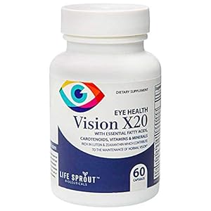 Vision X20 with Lutein, Beta-Carotene, L-Glutatione, Bilberry and Niacin for Vision Support, Overall Eye Health