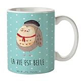 Mr. & Mrs. Panda Tasse Eule Französisch - Geschenk, béret, Spruch schön, Tee, Owl, Becher, glücklich, Kaffeebecher, La vie est belle, Kaffeetasse, Frühstück, Frankreich, hibou, Büro