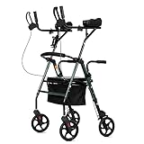 ELENKER Upright Walker, Stand Up Rollator Walker with Padded Seat and Backrest, Compact Folding, Fully Adjustment Frame for Seniors, Green
