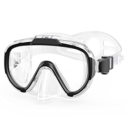 Norabidea Swim Goggles Adult, Anti Fog One Piece Lens Snorkel Diving Goggles, Clear View Tempered Glass Swimming Mask With Nose Cover For Scuba Dive Swim (Black) #TOP2