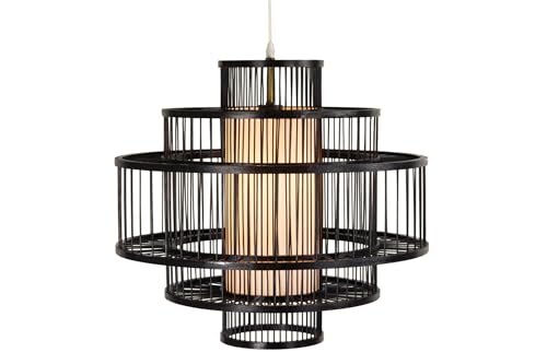Fine Asianliving Bambus Hängelampe Pendelleuchte Schwarz Handgefertigt -...