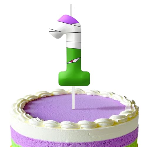 Green Cartoon Themed Birthday Candles, Number 1 Candle Birthday Party Supplies, 2.4 inch Birthday Candles for Cake Topper Decorations, Birthday Decorations for Boys and Girls (Number 1)