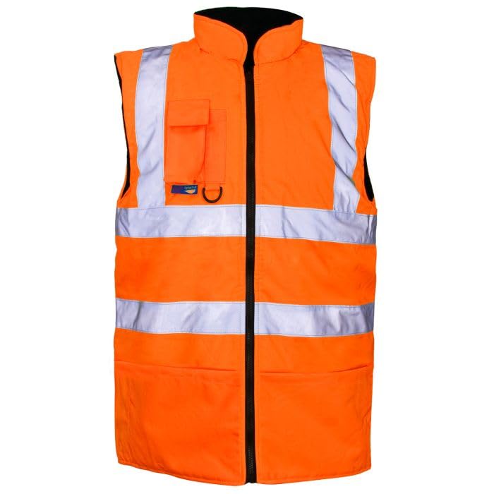 Gilet chaud haute visibilité XL réversible orange et jaune pour l'hiver