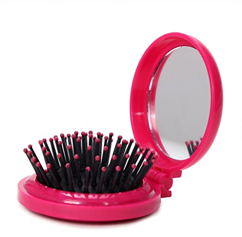 LOUISE MAELYS 1Pcs Folding Mini Pocket Hair Comb with Mirror Travel Set Gift Idea