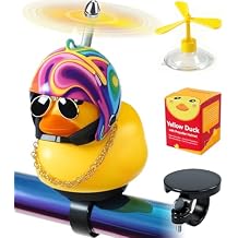 Rubber Duck Bike Decorations [New Stable Clamp Mount] Cute Squeak Duck Bike Bell [Two Helmet Propeller] Funny Bike Accessories E Scooter Motorcycle Cycling Gifts