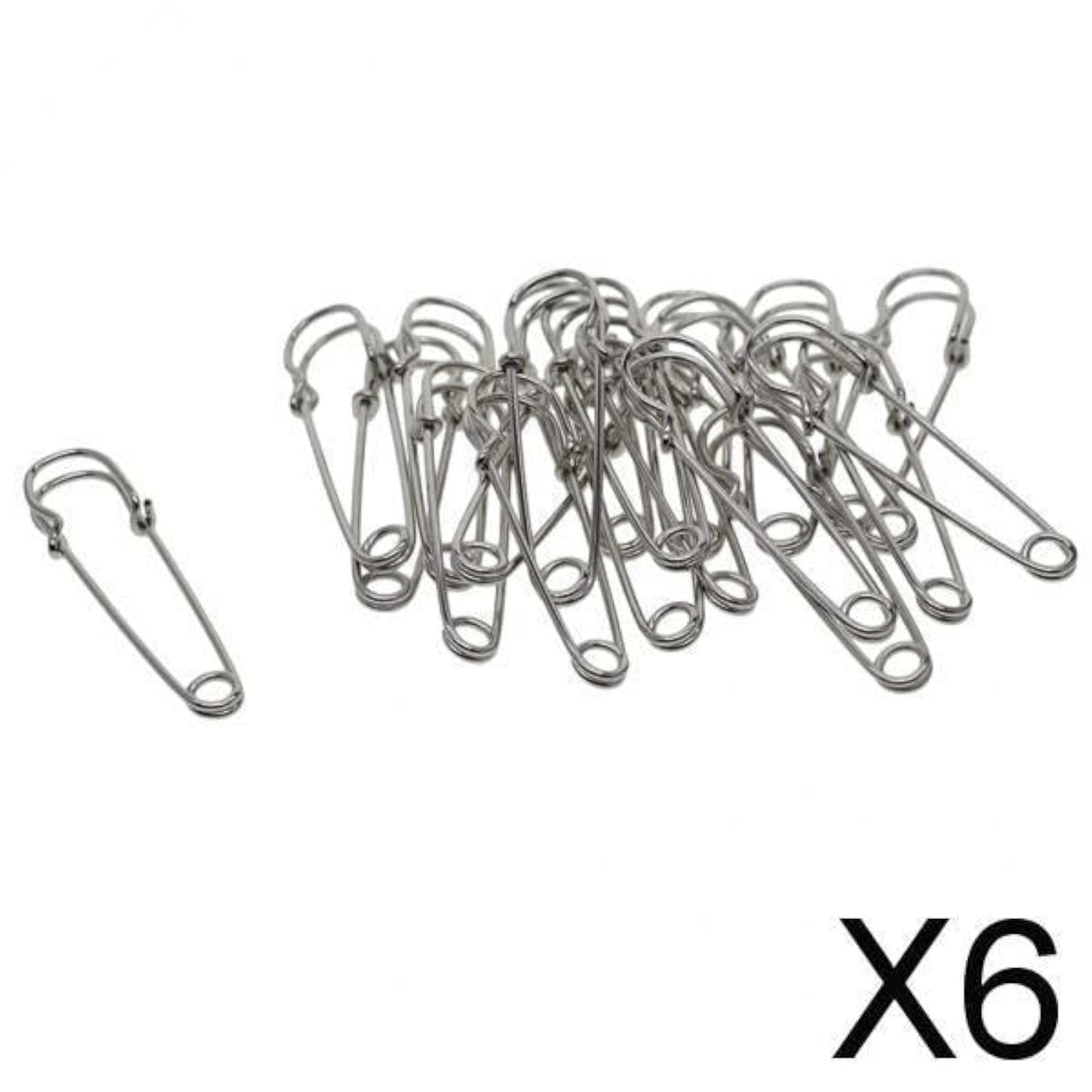 6x20pcs Large Metal Strong Brooch Safety Pins
