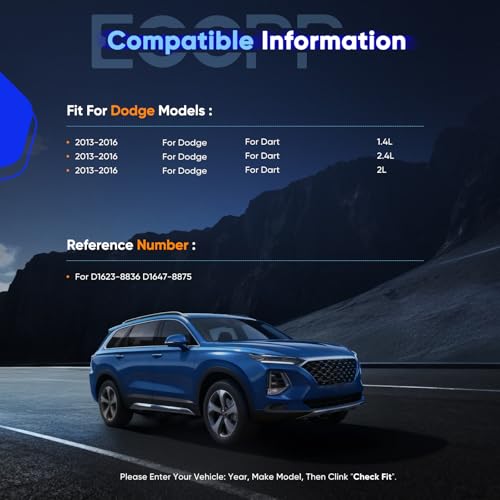 Image of ECCPP D1647 D1623 Front Rear 8PCS Ceramic Brake Pads Set For Dodge For Dart | 2013 2014 2015 2016;w /Hardware