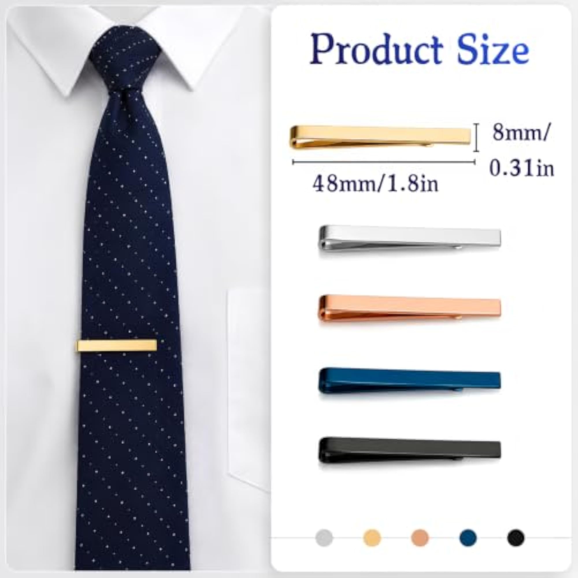 5Pcs Stainless Steel Tie Pin Combo for Men