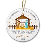 Céramique À Suspendre Car Aujourd'hui, Un Enfant Vous Est Né en Ornement en Céramique Personnalisée Ornements d'arbre De Noël Vintage Décoration d'arbre De Noël pour Maison Home Decor Fête