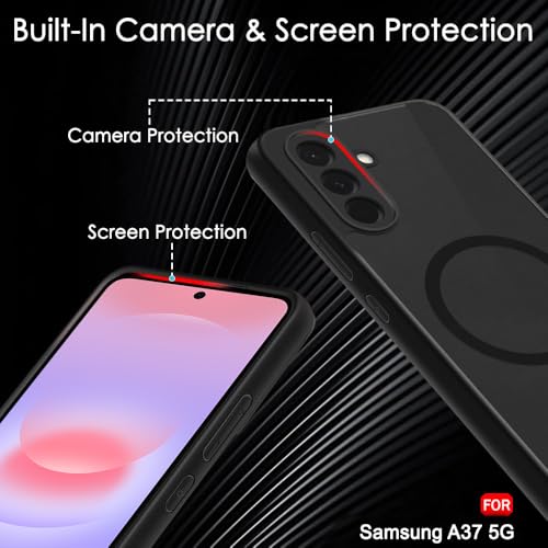 Image of TheGiftKart Back Cover for Samsung Galaxy A37 5G Case Compatible with MagSafe | Hard Translucent Smoke Matte Back | Hybrid Shockproof 360 Protection Galaxy A37 Back Cover (PC & TPU, Black Sides)