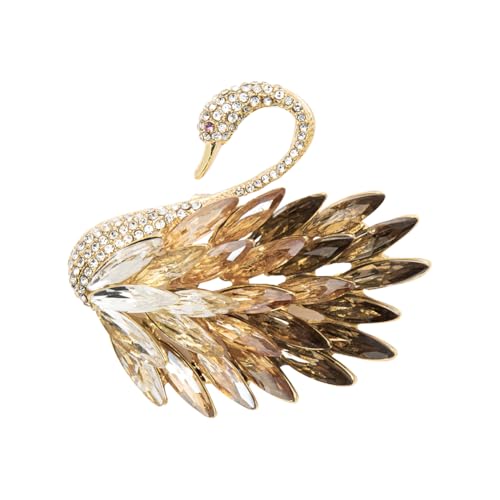 Image of Elegant Rhinestone Swan Brooch for Women, Crystal Swan Lapel Pin for Coat Jacket Scarf, Fashion Jewelry Gift for Mom Wife Girlfriend Birthday Anniversary Christmas