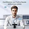Webcam NOVA 4K, webcam 4K avec 2 microphones avec réduction du bruit, webcam Ultra HD avec grand angle 73° et cache objectif, mise au point automatique PDAF, webcam pour Mac, ordinateur portable, zoom