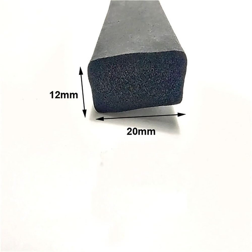 Guarnizione In Gomma for Porta Dell'armadio Da 5 M In Schiuma EPDM Nera | Schiuma a cellule chiuse, resistente compressione, -30 a 150°C, sigillatura quadri elettrici(20mmX12mm)