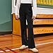 Tween Girls Straight Pants School Uniform School Wear Elastic Waist Soft Fabric Flat Front Slacks Big Kids 5-14 Years Black