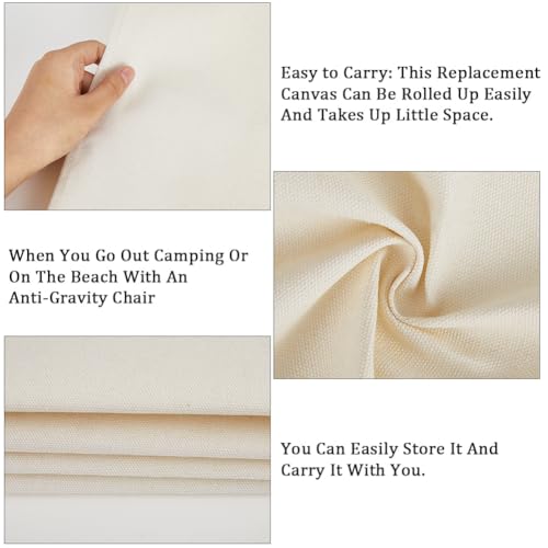 GORGECRAFT 2 Stück Ersatz Segeltuch Für Strand Sling Sessel Weiß Ersatz Stoff Für Klappbare Liegestühle Für Den Außenbereich 120 x 43cm Stoff Für Liegestühle Zum Sonnenbaden Garten Innenhof Strand En