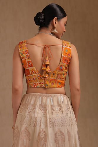 Image of Soch Womens Georgette Floral Print Padded Blouse with Zari