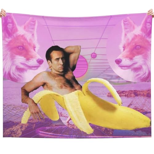 Funny Face Ultra Soft 60X50 Flannel Fleece Throw Blanket Cozy All - Season Essential for Couch Bed Sofa Fuzzy Plush Home Decor for Living Room & Bedroom (Wacky Banana Art 50 * 40)