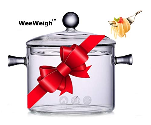 WeeWeigh Glass Saucepan with Cover - 6-Inch Handmade High Borosilicate Cookware with Handle