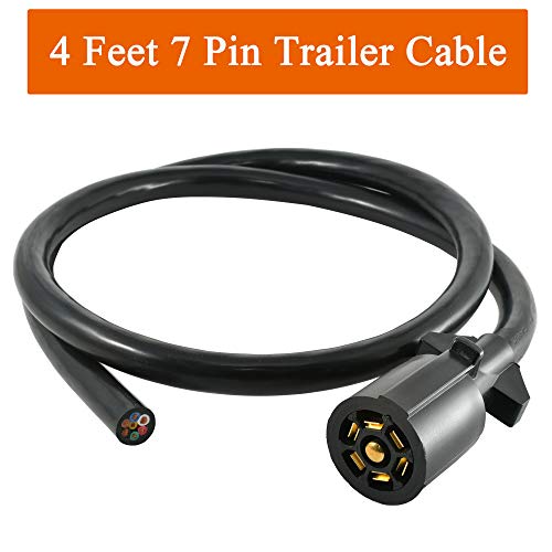 Oyviny Heavy Duty 7 Way Trailer Plug Cord With Double Prongs Connector 4 Feet 7 Pin Rv Blade Inline Trailer Wiring Harness Plug Extension Cable Waterproof & Corrosion Resistant (4Ft) #TOP5