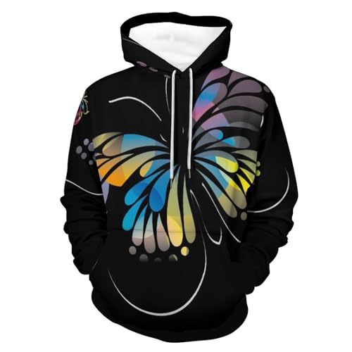 Sweat à Capuche Papillon Noir UMENG Pull Confortable pour Soirée Fraîche