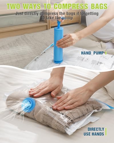 Image of Travel Vacuum Storage Bags with Hand Pump, 24 Pack (6L+6M+6S+6XS) Vacuum Seal Bag Travel Essentials Space Saving Bags for Clothes, Luggage, Carry-on Suitcase, Backpack, Holiday Business Trip