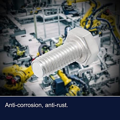 Image of M6 x 16mm Hex Head Bolts Screws Grade 5.8 Stainless Steel, Fasteners Fully Machine Threaded SUS304 30 Pcs