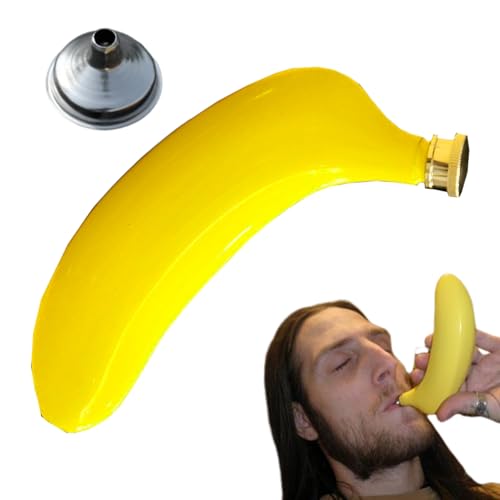 Botellas de vino | 5 oz tarro de vino en forma de plátano | Botella de bolsillo decorativa de acero inoxidable, recipientes portátiles a prueba de fugas para whisky vodka brandy ron