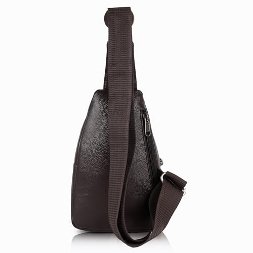 Image of Half Moon Vintage Crossbody Sling Bag for Men Slim Vegan Leather Chest Bag for Men Women Small Shoulder Side Bag Water-resistant Mobile Passport Bag Travel Office (Vintage Brown)