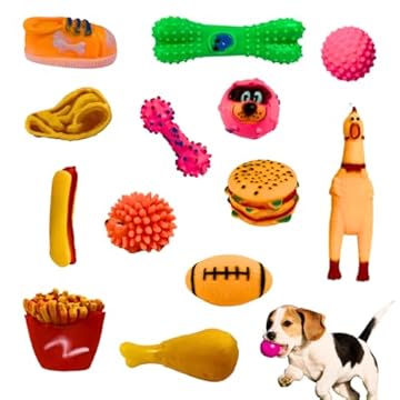 Kit 5 Brinquedo para Filhote Mordedor para cachorros Bolinha Pet Galinha Sonoro
