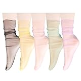 Violet Mist Women's Lace Socks Ankle High Sheer Mesh Slouch for Women Girls Cute Tulle Lace Loose Transparent Dress Socks Decorated, Solid Color-5pack