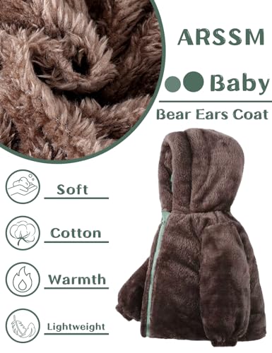Arssm Baby Boys Girls Winter Fleece Coat Toddler Kids Warm Cute Bear Ear Hooded Jacket3